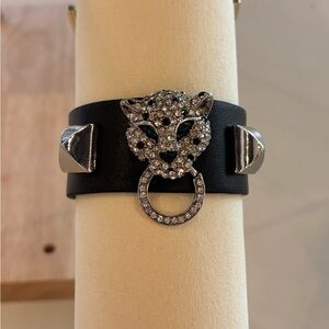 Anthropologie Black and Silver Panther Bracelet